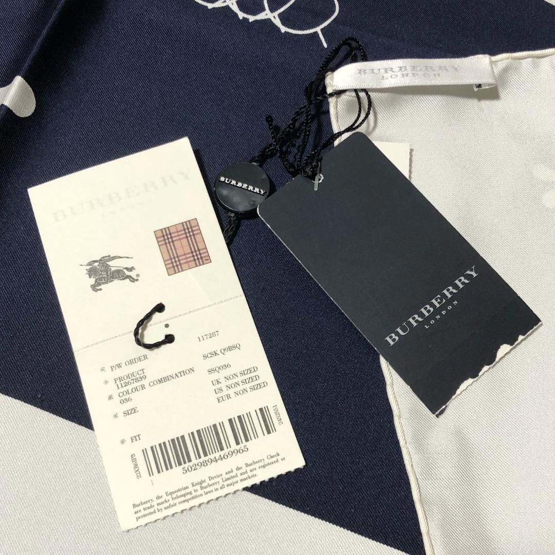 ド*️様 未使用 BURBERRY 大判 スカーフ ショール 総柄 シルク イタ