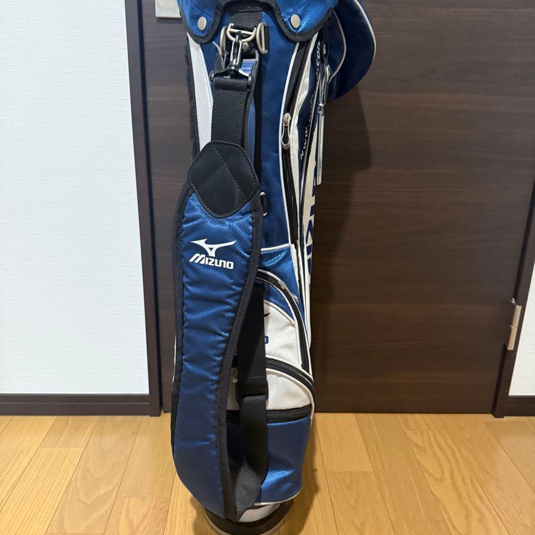 Mizuno スタンド式 キャディバッグ ゴルフバッグ 青/白 Mizuno