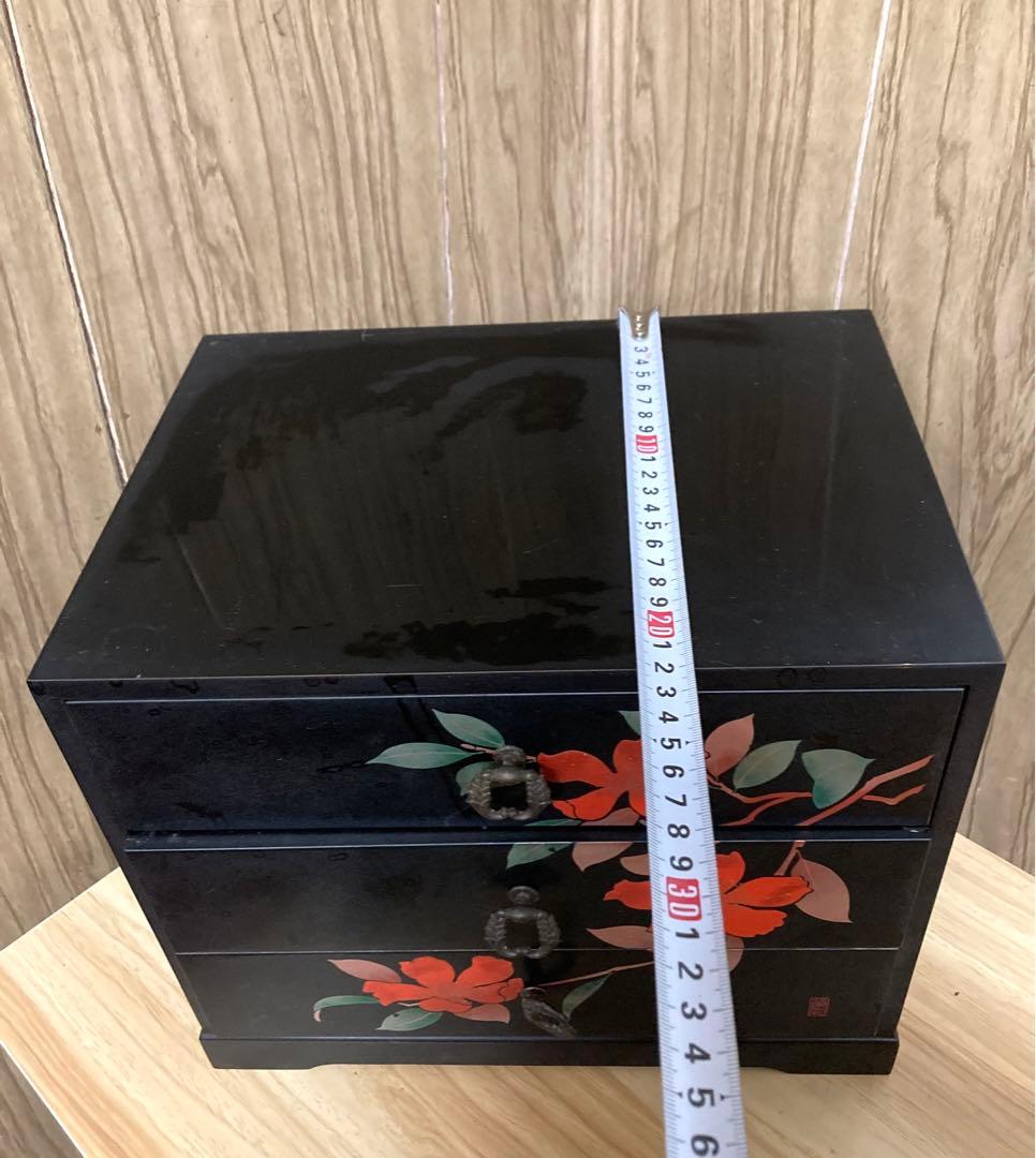 漆器小引き出し 会津塗 三段引き出し 小物入れ 木製漆器 アンティーク