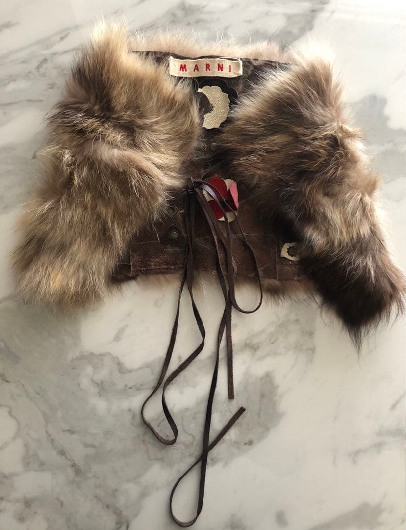 マルニ MARNI ファーストール ティペット 花柄パッチワーク ラクーン