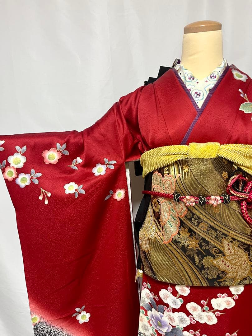 美おり】振袖 正絹 振袖フルセット 7点セット 成人式 古典文様 桜 牡丹