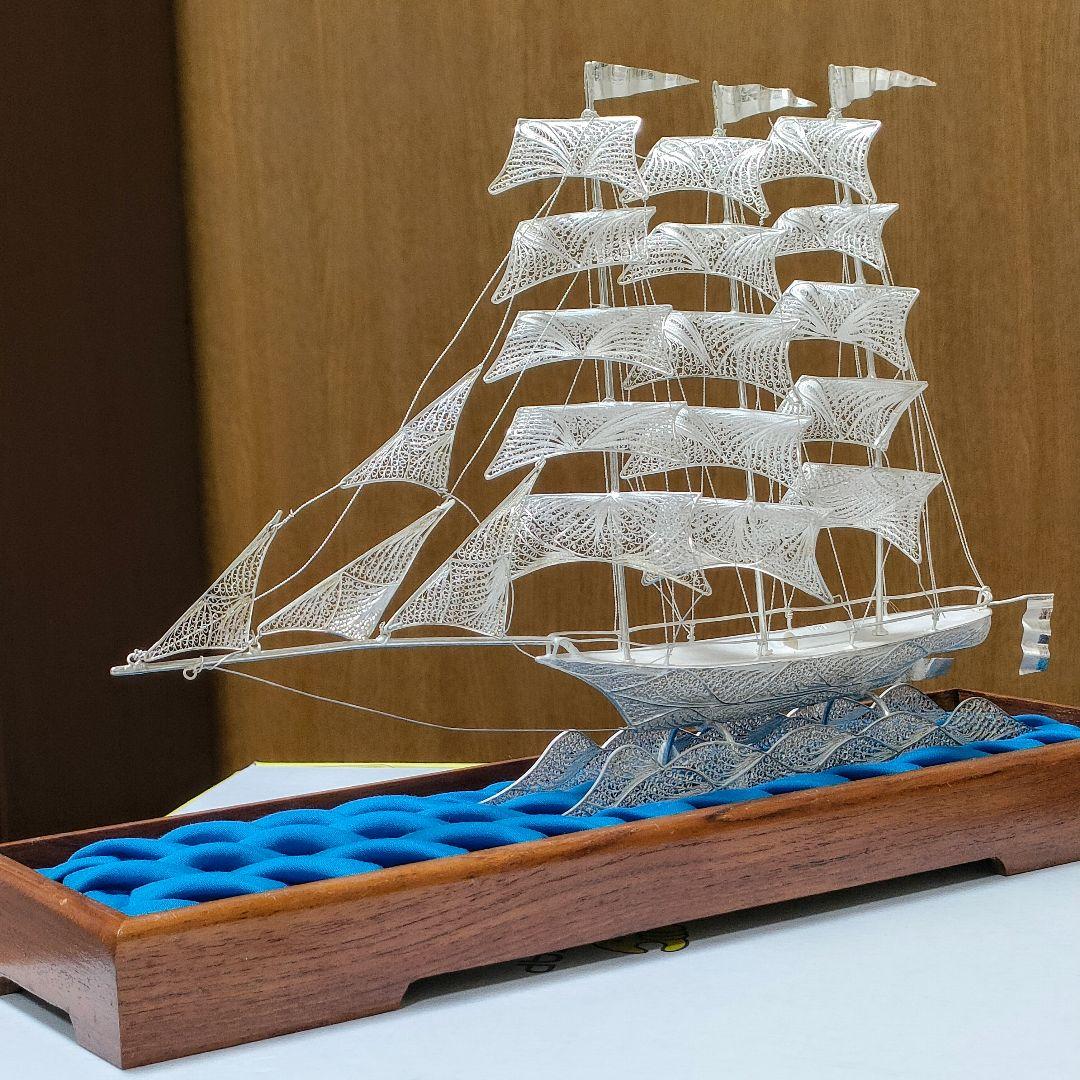 ○5729#0206 SV900 銀線細工 帆船の置物(台座一体型) 0105 - メルカリ