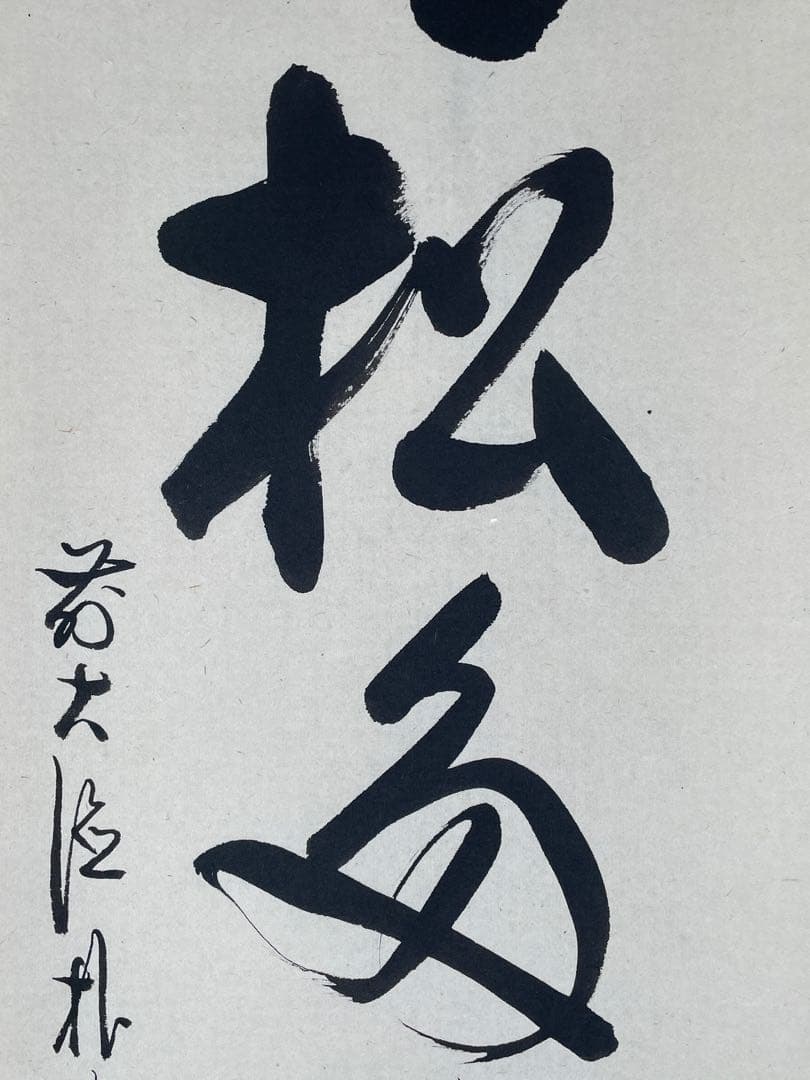 茶道具】茶掛 大徳寺福衆院 佐藤朴堂 『青松多寿色』 一行書 共