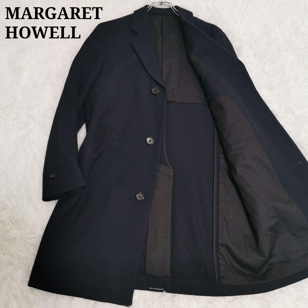 美品 マーガレットハウエル ウール チェスターコート ネイビー 紺 Mサイズ 美品 マーガレットハウエル ウール チェスターコート ネイビー 紺 M