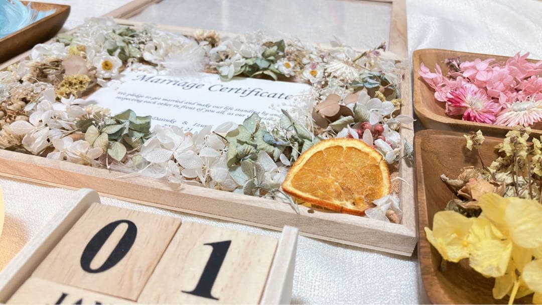 pooooono1185様　結婚証明書ゲスト　楽しい　カード　ドライフラワー 人気シリーズ✨ゲスト参加型結婚証明書 ドライフラワー＆プリザーブド