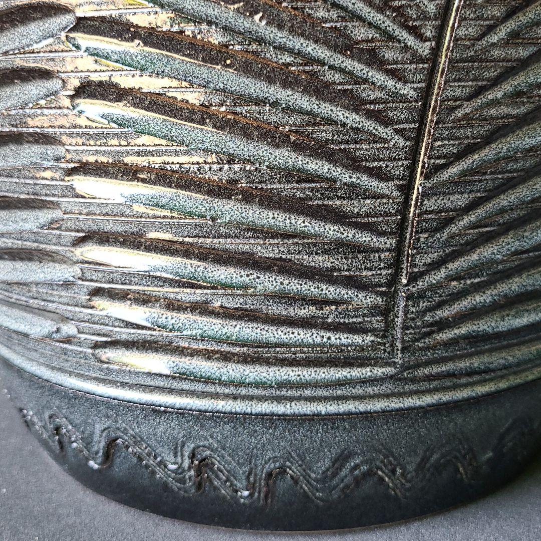 お値下げしました⤵信楽焼傘立て シダ彫り 高さ50cm