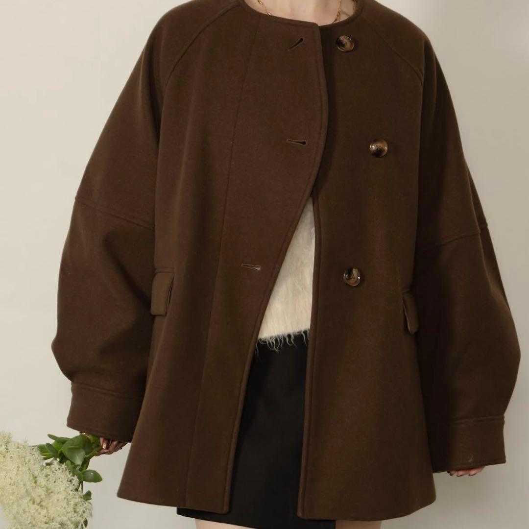 ウェーブデザインミドルコート hinari ブラウン おまけ付き ウェーブデザインミドルコート（その他アウター）｜hinari（ヒナリ）の