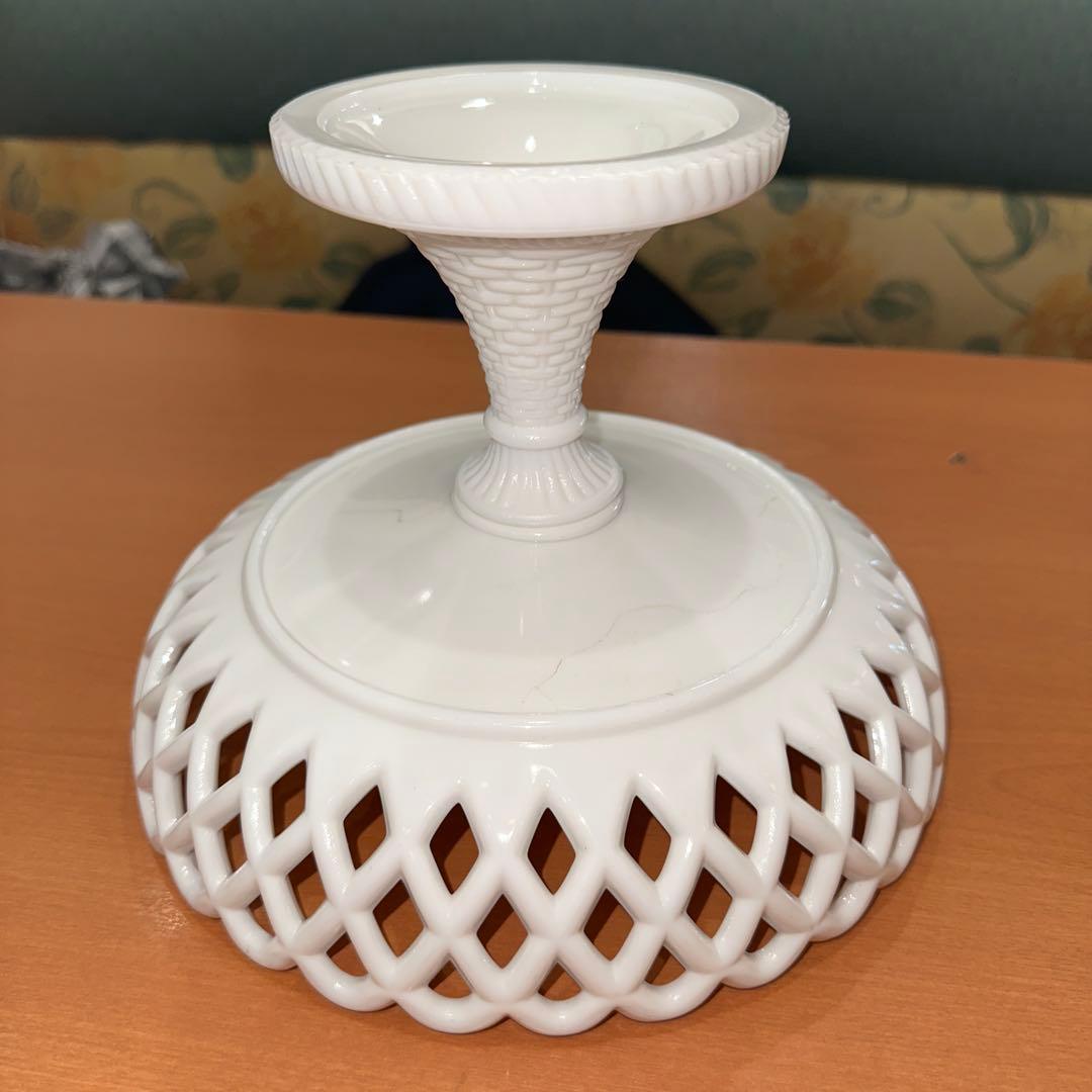 1880年代 チャリナー・テイラー社 アンティークミルクガラスコンポート