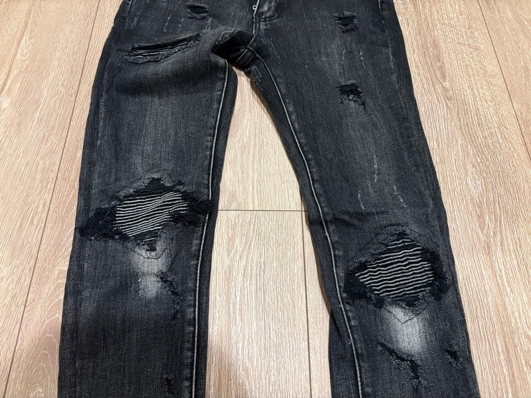 mnml ダメージ加工 ブラックデニムパンツ 30