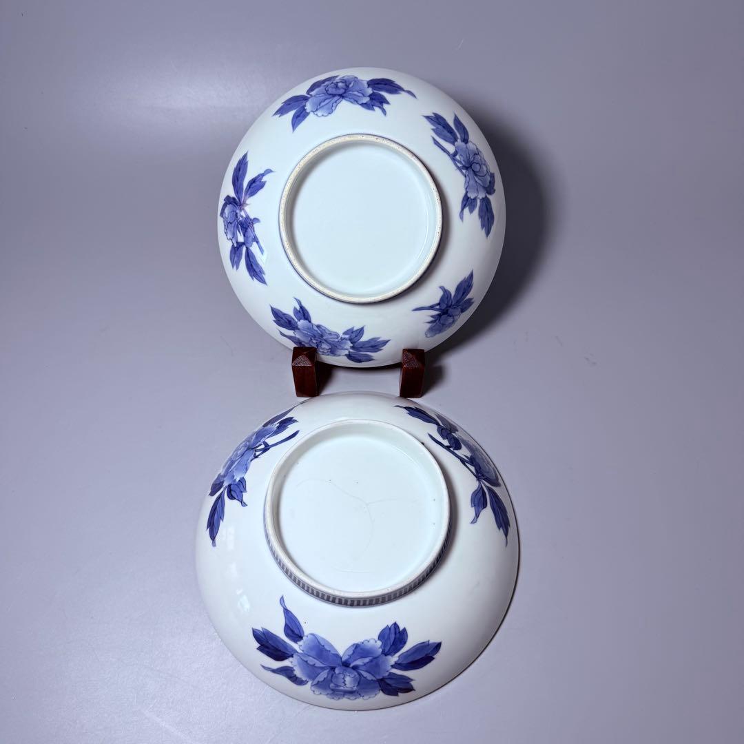 幕末～明治期 古鍋島 染付牡丹蝶図高台皿 古美術 骨董 コレクション