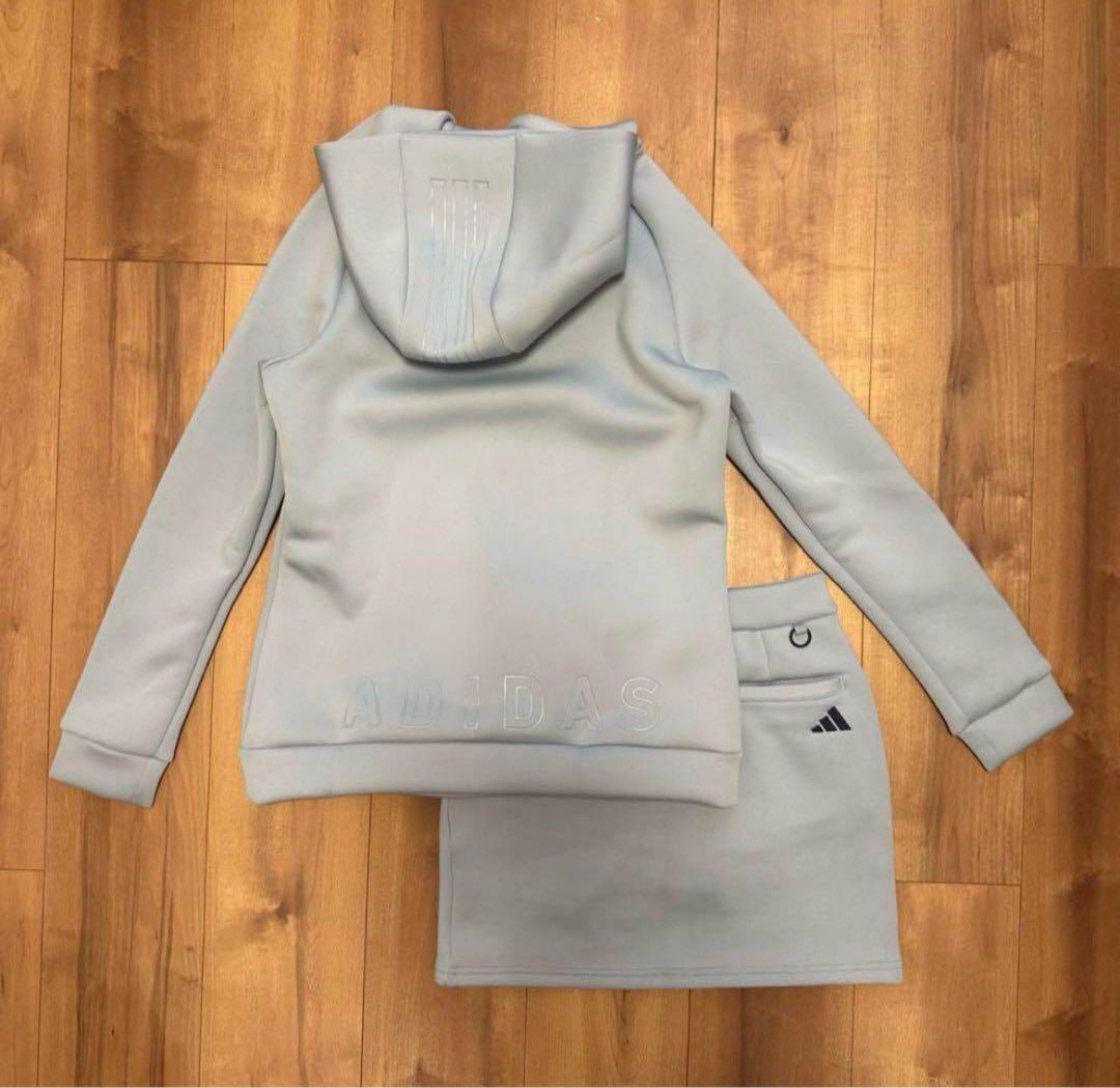 ダンボールニット セットアップ 上下S 秋冬 水色 もちもち ゴルフ