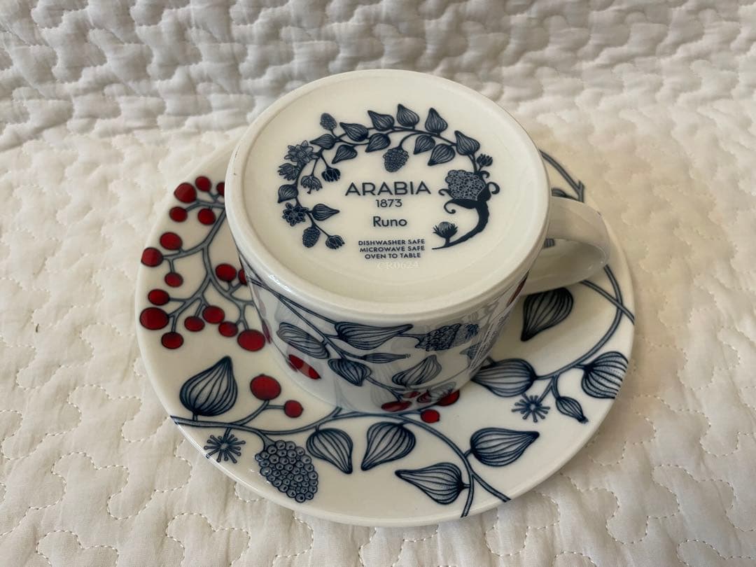 〈新品〉ARABIA Runo カップ&ソーサーセット ARABIA/アラビア Runo/ルノ ティーカップ&ソーサー サマーレイ 001