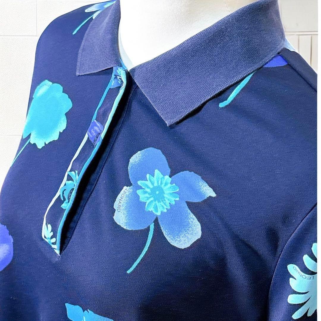 レオナール（XL）ポロシャツ/半袖/スポーツウェア /花柄/ゴルフ