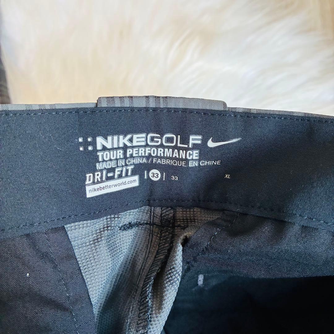 未使用級 NIKE GOLF ナイキゴルフ タイガーウッズ チェック ロゴ刺繍