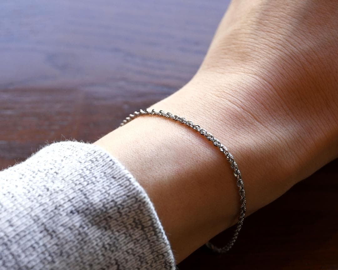 新品】Pt850 プラチナ パイプロープブレスレット幅2.0mm長さ16cm