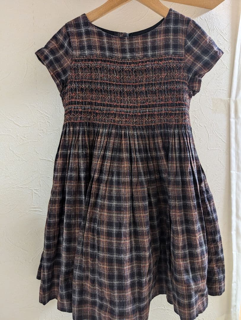 チェック柄 半袖ワンピース ボンポワン Bonpoint チェック ワンピース | ニュートラル | FARFETCH JP