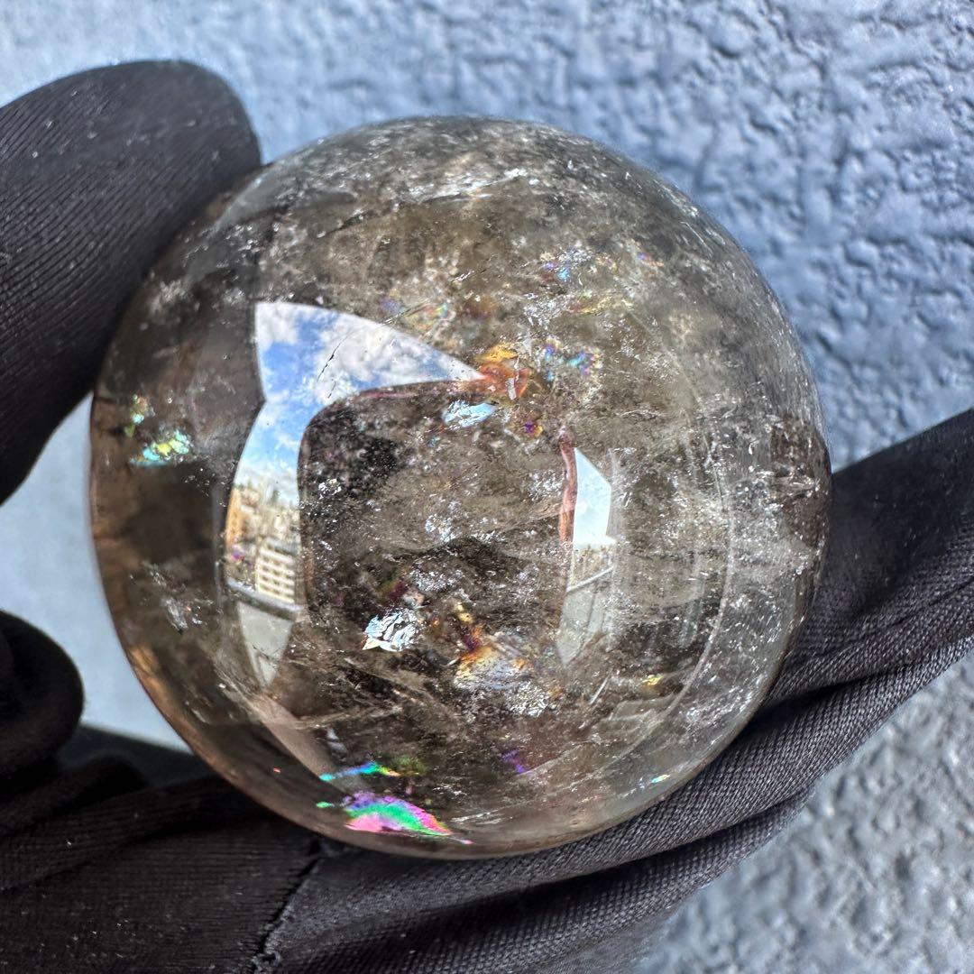 開運 魔除 ❗️レインボー☆スモーキークォーツ丸玉☆パワーストーン