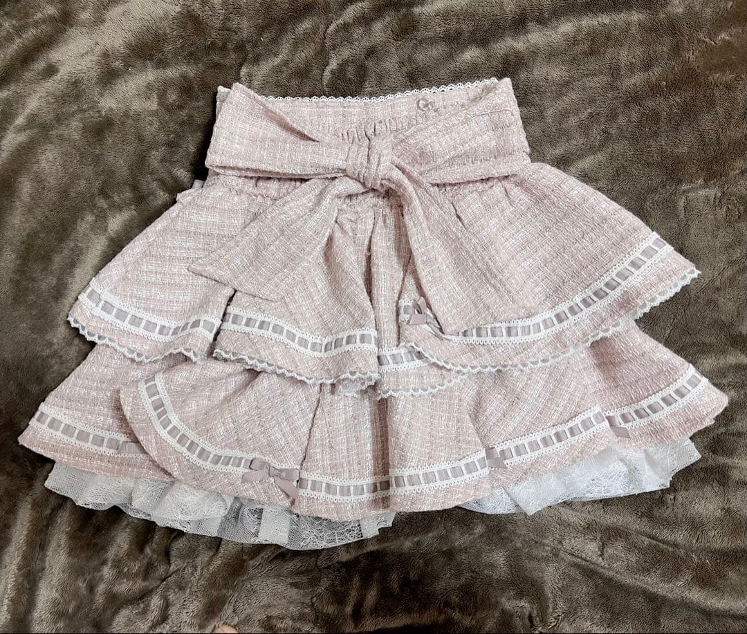 LIZLISA はしごリボンツイードティアードスカパン ピンク - メルカリ