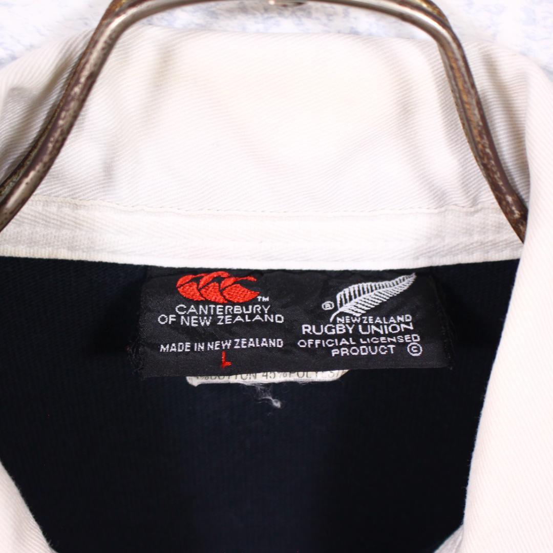 90s カンタベリー ALL BLACKS チームロゴ刺繍 ラガーシャツ 長袖の通販