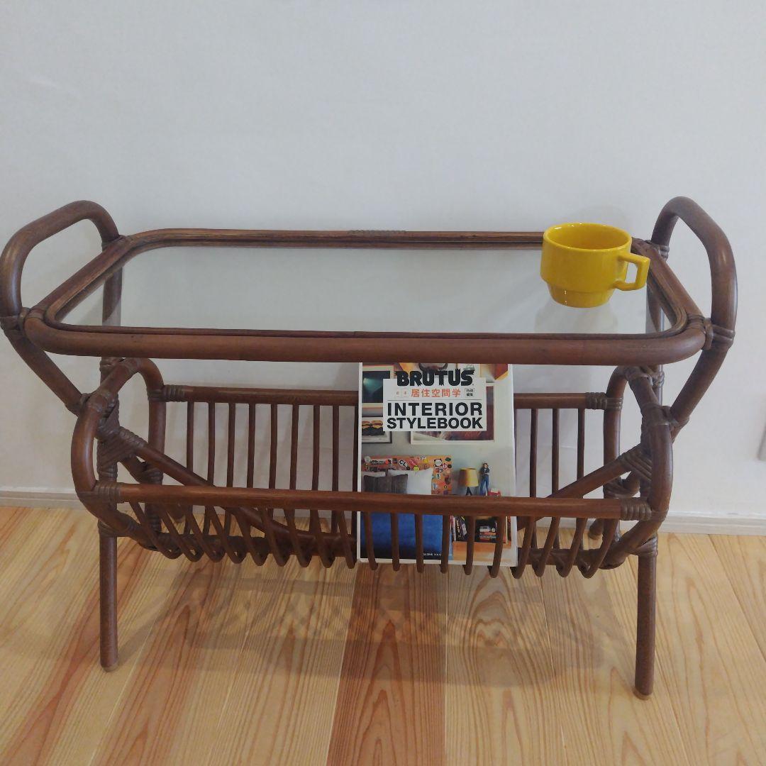 ※3日間限定価格※☆クラッシュゲート☆ ラタン ガラス サイドテーブル ラタンメッシュガラスサイドテーブル｜てんとてん｜インテリア雑貨