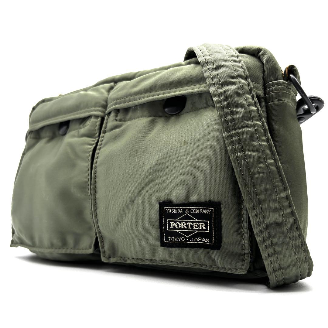 未使用に近い ポーター タンカー ミニ ショルダーバッグ ロゴ セージグリーン 未使用級✨現行タグ ポーター タンカーショルダーバッグ Sサイズ