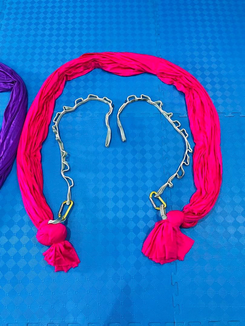 フライングヨガ ハンモック 11点セット 吊り下げ可能 紫/ピン