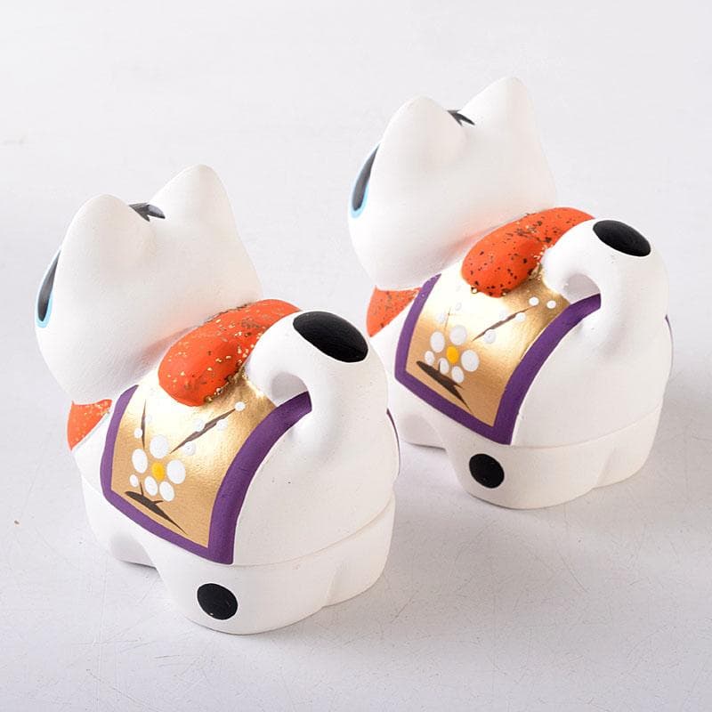 茶道具 京焼 白駒犬 干支香合 縁起物 在銘 2点まとめて V 8167