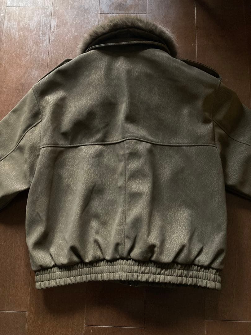 ASK 様ZARA カーキ デタッチャブルカラー スエード風JKファー取り外し