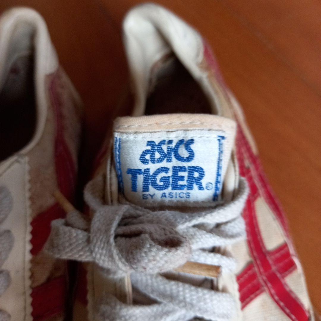 ASICS TIGER シューズ ホワイト/レッド 昭和 レトロ - メルカリ