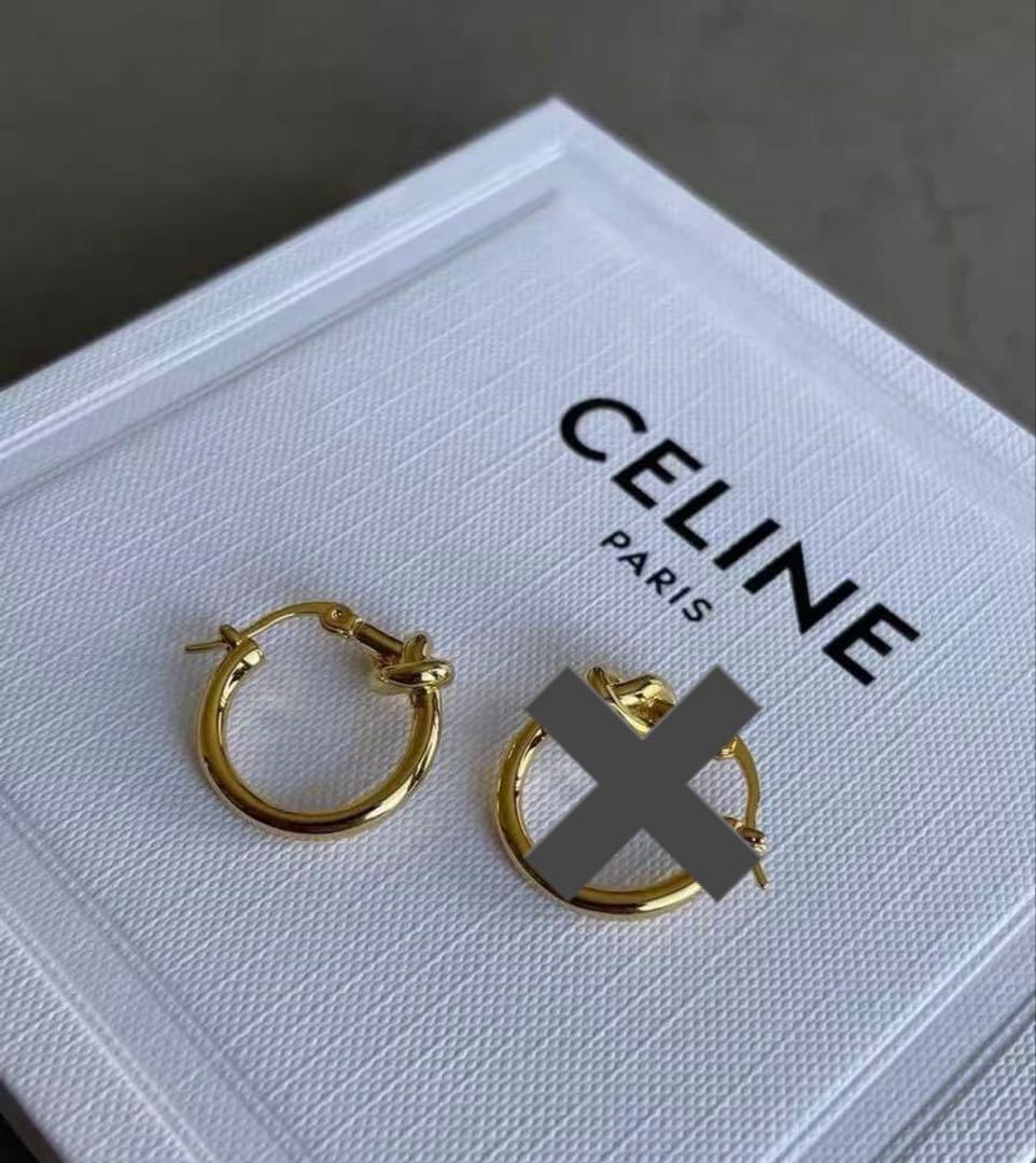 セリーヌ CELINEゴールド ノットスモール フープピアス　片耳 ◇すぐ届く◇【CELINE】ノット スモールフープ ピアス Giftに