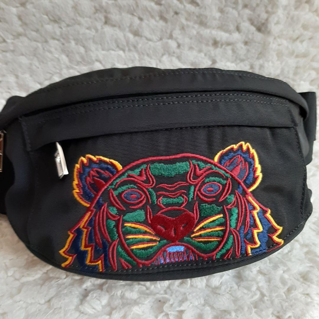 未使用に近い　KENZO ケンゾー ボディバッグ ウエストバッグ ブラック　トラ 中古・古着通販】KENZO (ケンゾー) ウエストバッグ ブラック｜ブランド