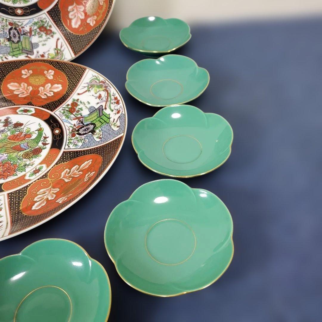 h435☆中国骨董大皿2枚☆香蘭社☆緑色小皿の10枚セット☆ - メルカリ