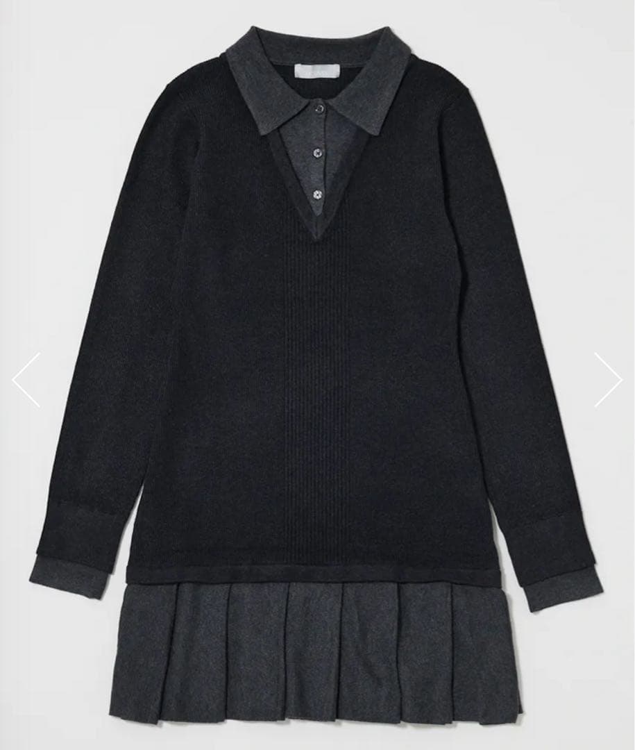 【MOUSSY】LAYERED KNIT ミニドレス　ブラック 長袖 LAYERED KNIT ミニドレス｜マウジーの通販｜&mall（アンドモール）三井
