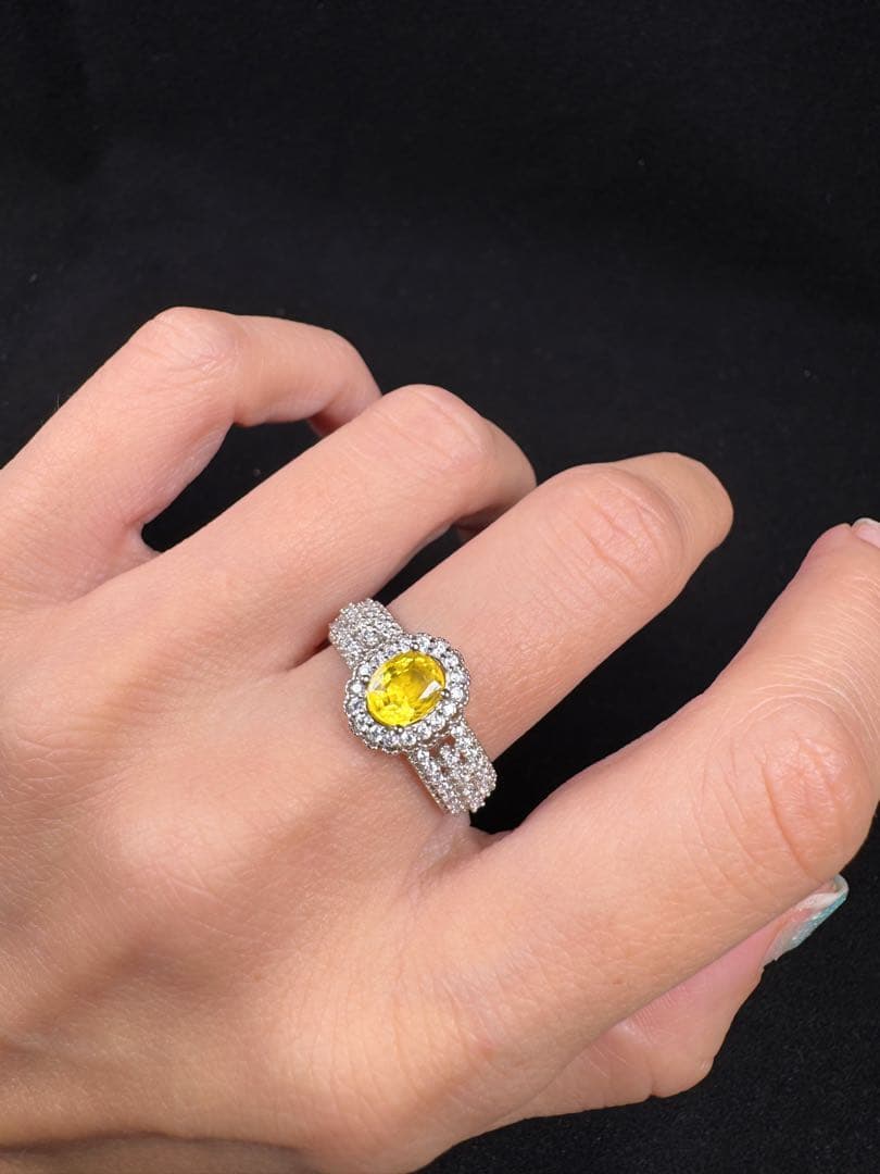 新作　天然イエローサファイア リング 1.029ct S925 鑑ソ付