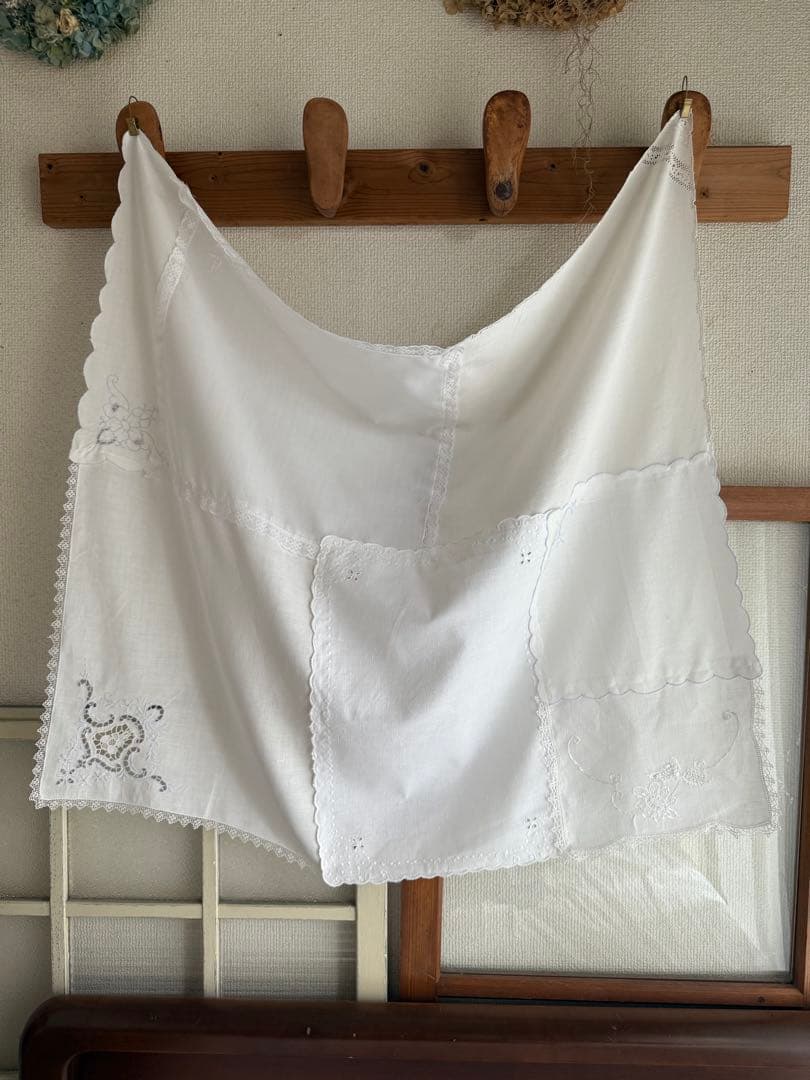 大SALE❣️フランスアンティーク花柄刺繍レースクロスカーテンஐ⑥