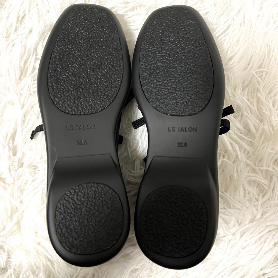 未使用級✨ LeTalon ルタロン Lダブルリボンバレリーナ 22.5cm 黒