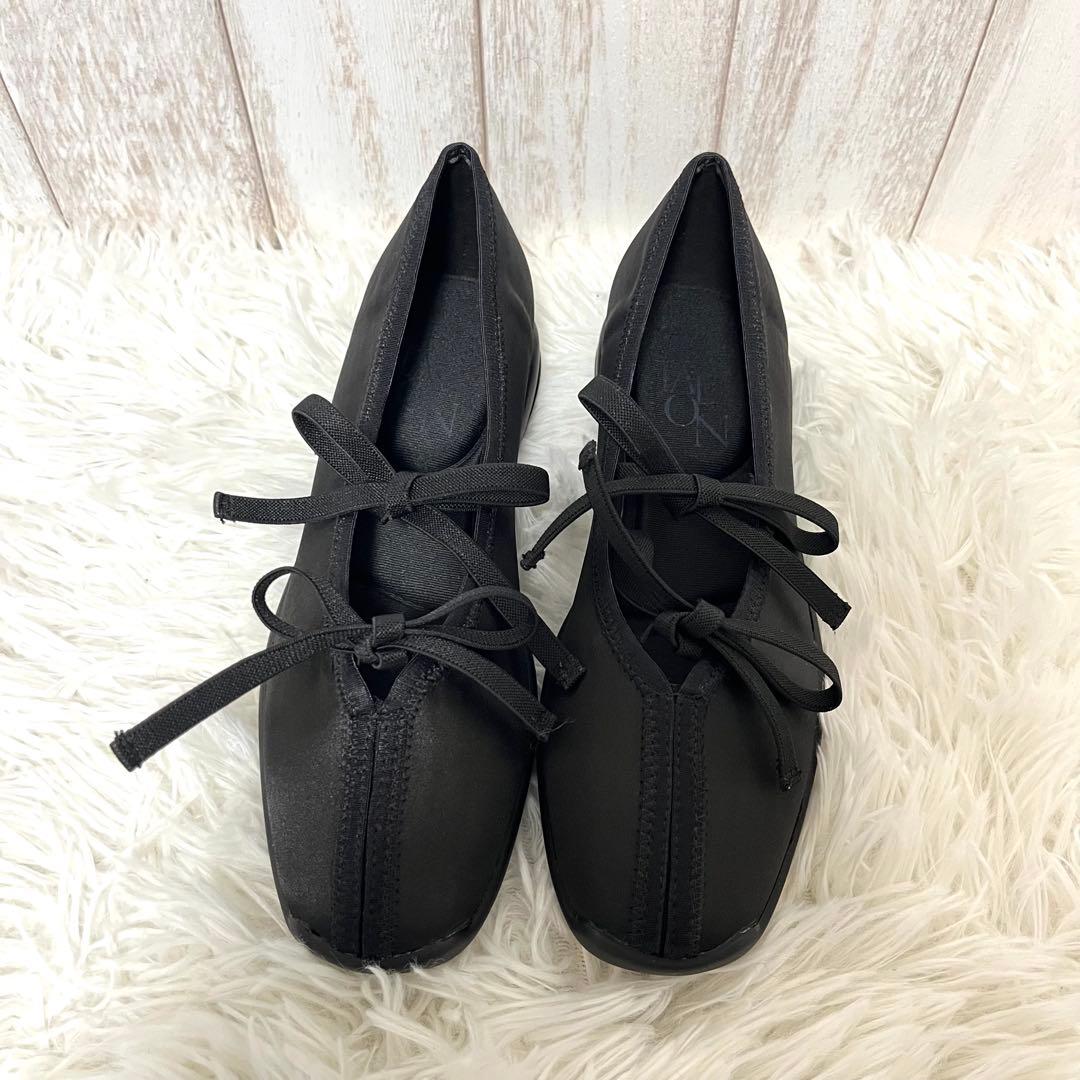 未使用級✨ LeTalon ルタロン Lダブルリボンバレリーナ 22.5cm 黒