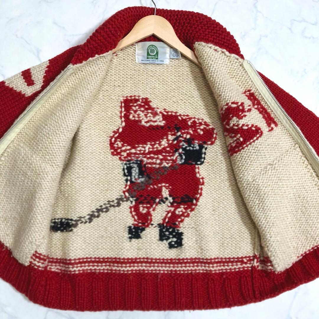 良品✨カナディアンセーター カウチンニット バイカラー アイス