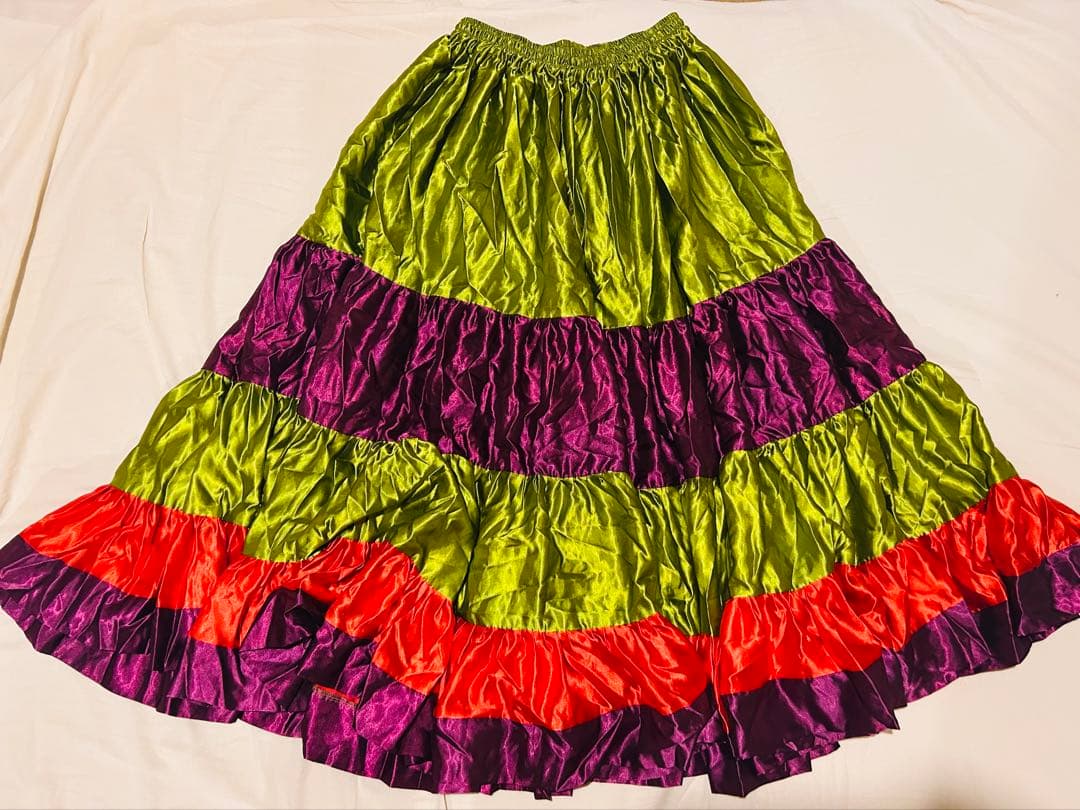 ベリーダンス　スカート　サテン 緑紫オレンジ 楽天市場】【即納】【訳あり】【返品交換不可】ベリーダンス衣装