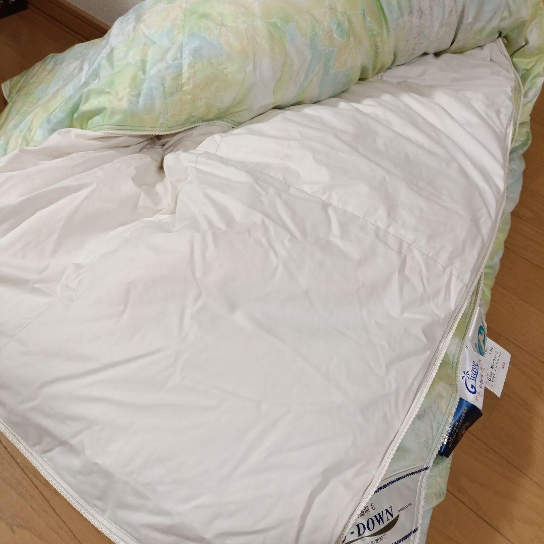 使用僅か　羽毛布団　ハンガリー産ホワイトグース95% 0.5kg 側生地超長綿