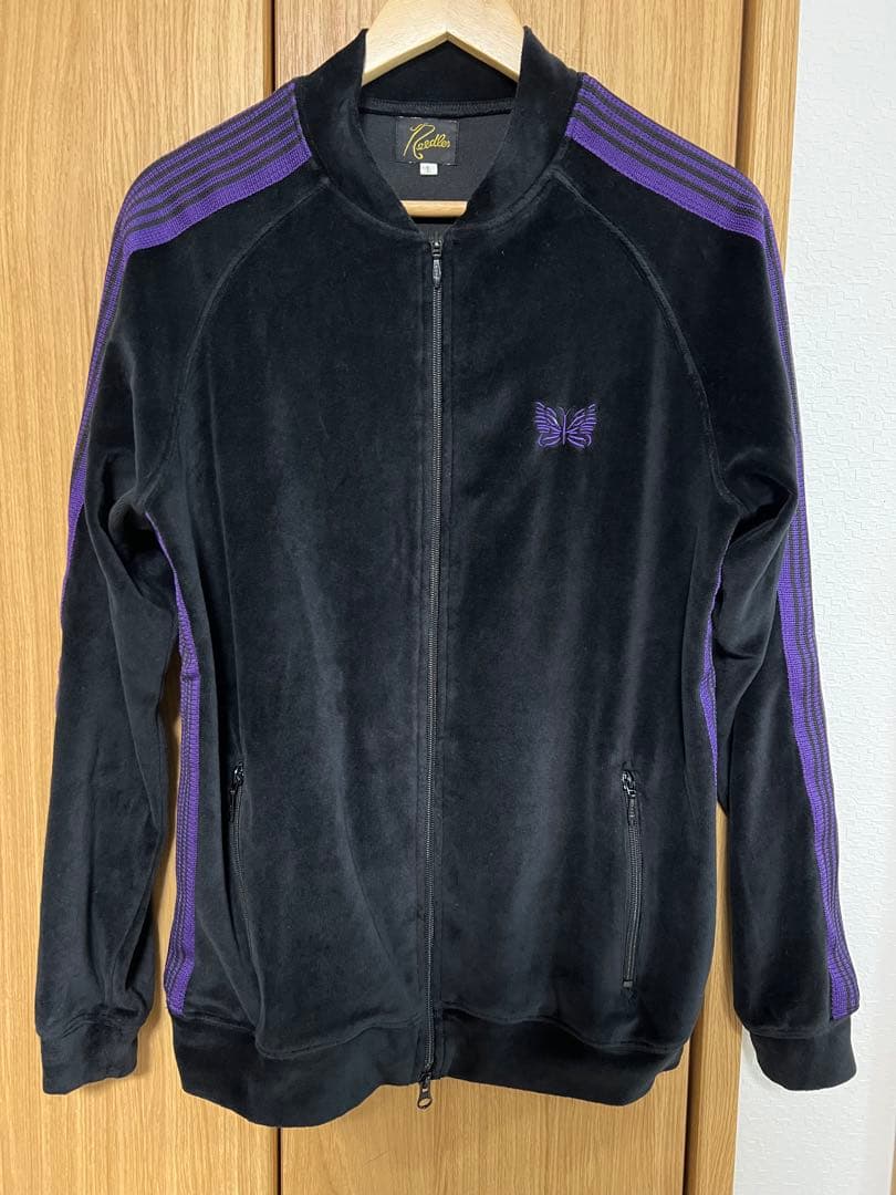 needles ジャケット ベロア　ブラック　ラインパープル系　NO2 Ｌ needles ジャケット ベロアブラックラインパープル系NO2 L