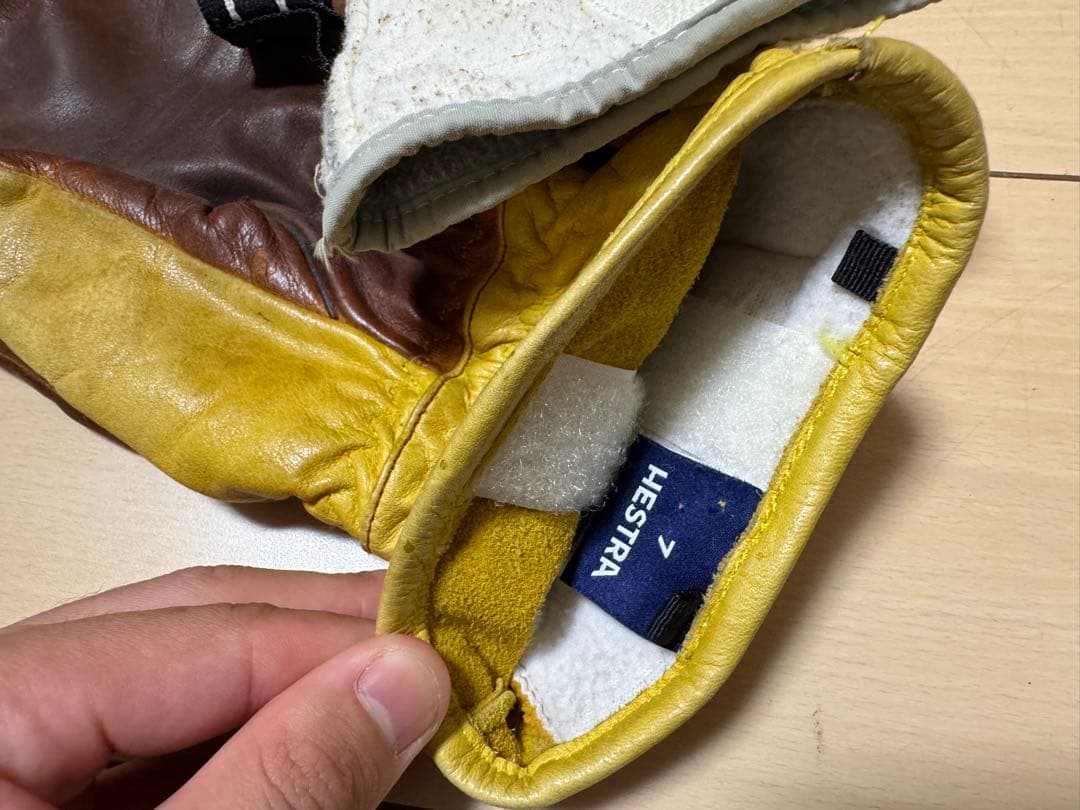 Hestra ミトングローブ イエロー/ブラウン