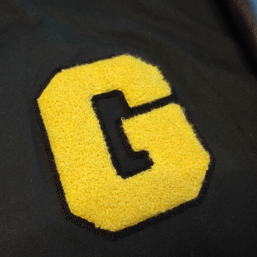 超人気】GALFY スタジャン 黒✕黄 バックロゴ パイルロゴ リブライン