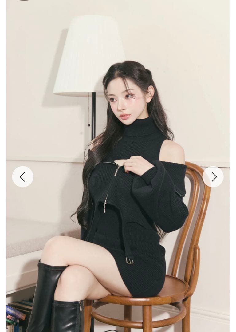 新品タグ付き Randy ガーターニットアンサンブル ブラック - メルカリ