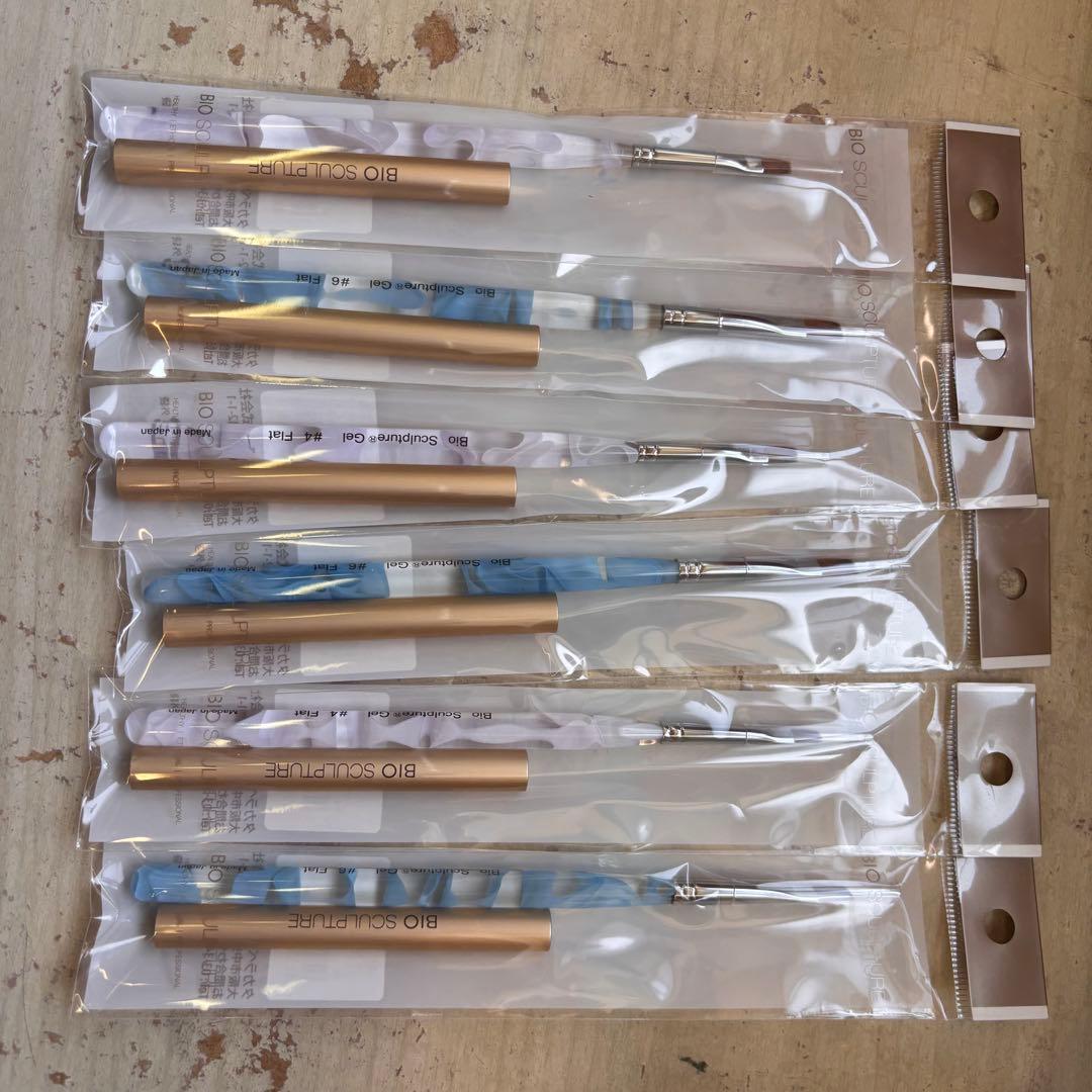 ネイルアート筆 6本セット バイオスカルプチュア BIO バイオスカルプチュア]ジェルブラシ【フラット】#4・#6 各種