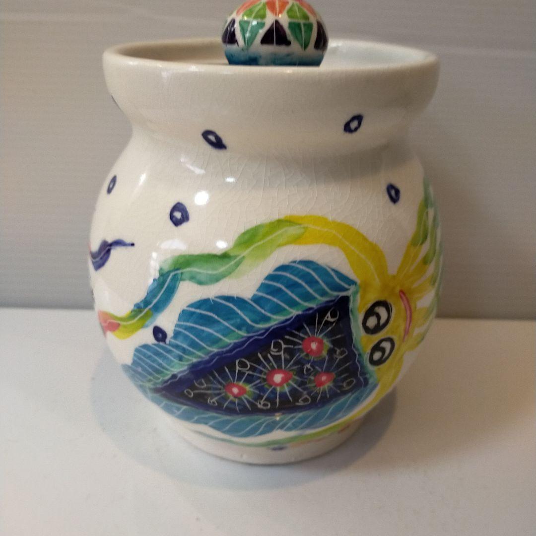 ナツキ様専用 南島焼 沖縄 石垣島 奈美ロリマーさん作品 蓋物大 物入れ 未