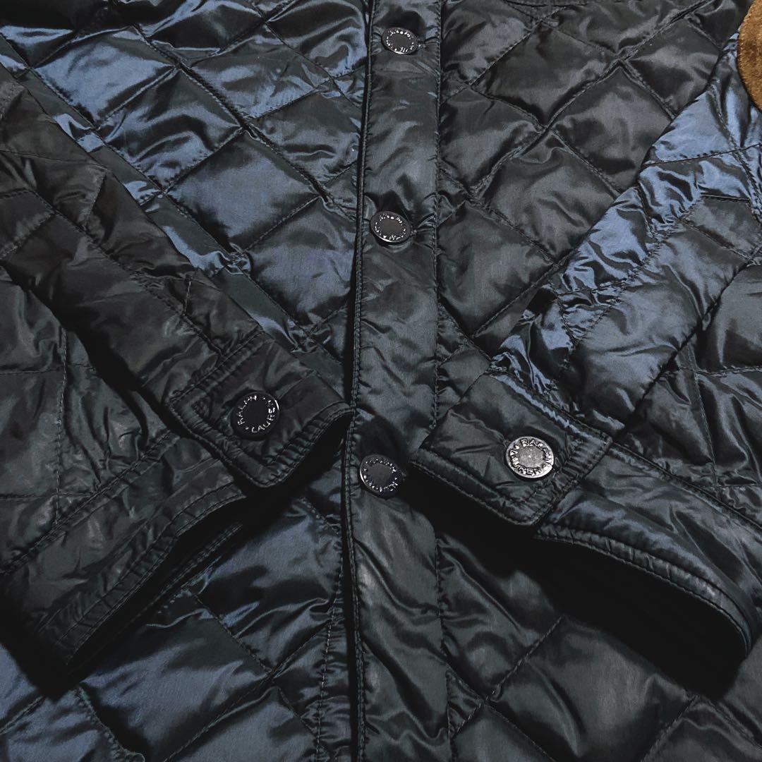 良品☆RLX ラルフローレン キルティングダウンジャケット レザー パッチ M