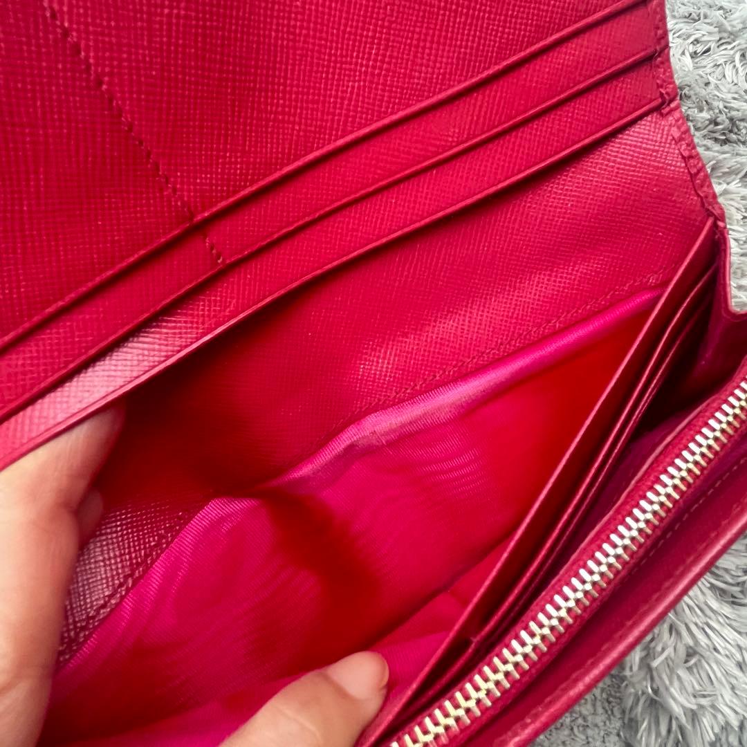 良品✨PRADA 長財布 サフィアーノ メタルロゴ ローズピンク レディース