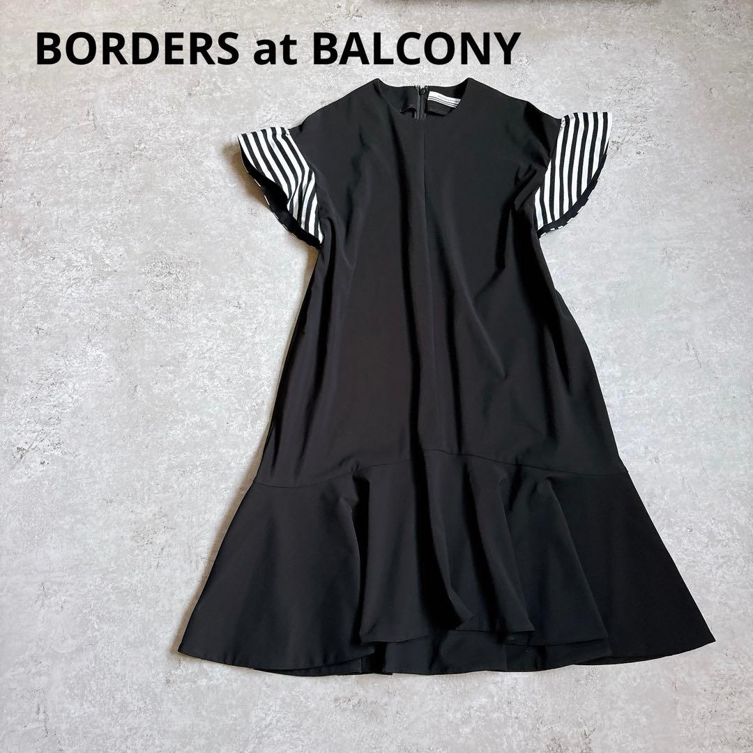 美品✨23ssボーダーズアットバルコニー　ペプラムワンピース　結婚式　黒　36 BORDERS at BALCONY（ボーダーズアットバルコニー） ワンピース
