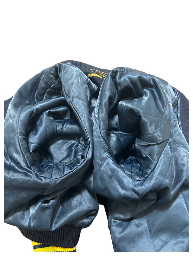 90s McGREGOR マックレガー 袖レザー スタジャン ワッペン 紺×黄